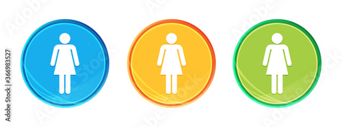Woman icon clean soft round button set illustration