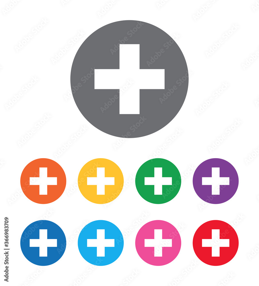 Fototapeta premium Plus icon flat design round button set illustration