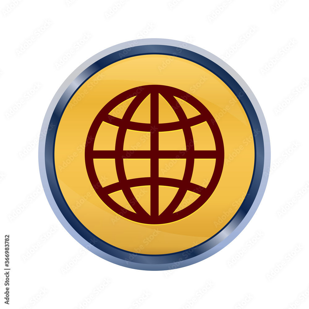 World icon super yellow round button illustration