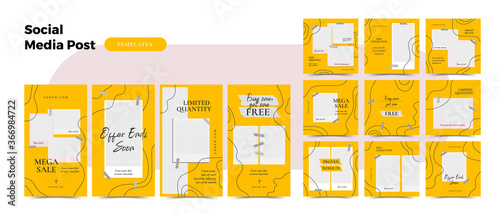 Editable Modern Template. Discount Promo Template for Social Media Post, banner. Elegant sale and discount backgrounds with abstract pattern. Vector cover. Mockup for personal blog or shop.