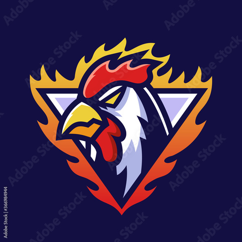 Mascot Fire Chicken sport logo design