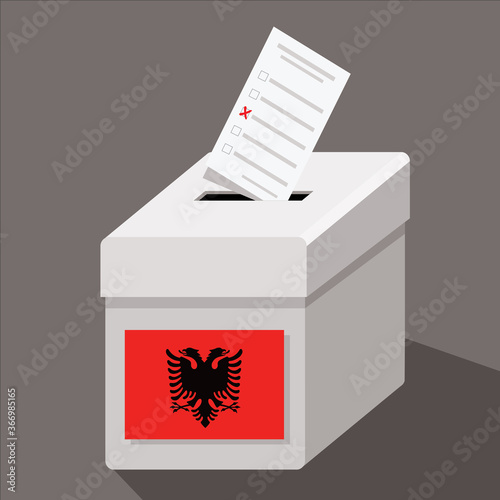 albania voting ballot box, vector illustration 