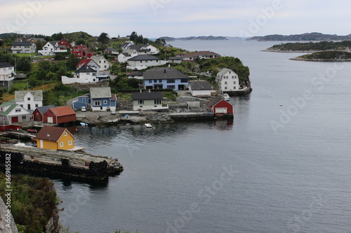 Norwegian fishing village seen from the hill 2