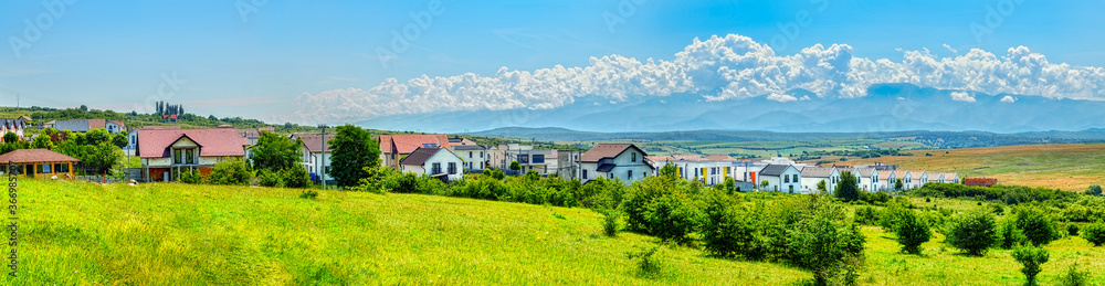 neighborhood of houses in nature, Sibiu, Romania