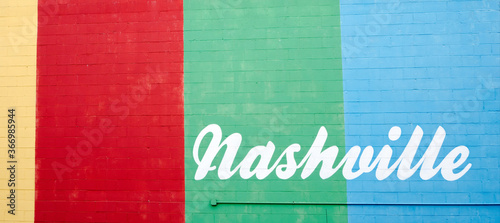 Yellow, Red, Green, and Blue Wall with Nashville Text photo