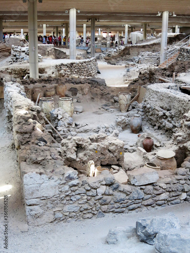 The Akrotiri Excavations Archaeological Site in Santorini, Greece photo