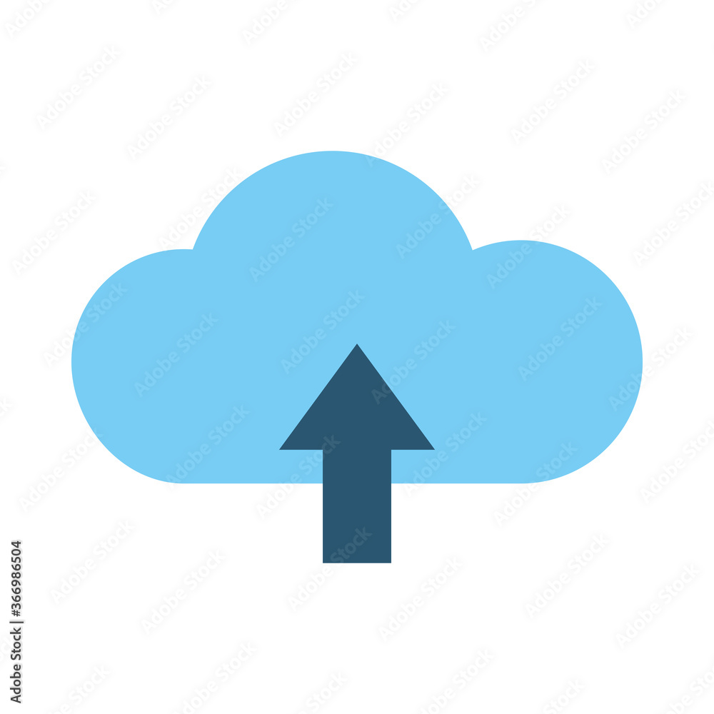 cloud storage with upload arrow icon, flat style cloud storage with upload arrow icon, flat style