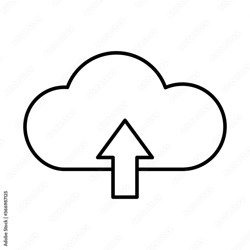 cloud storage with upload arrow icon, line style cloud storage with upload arrow icon, line style