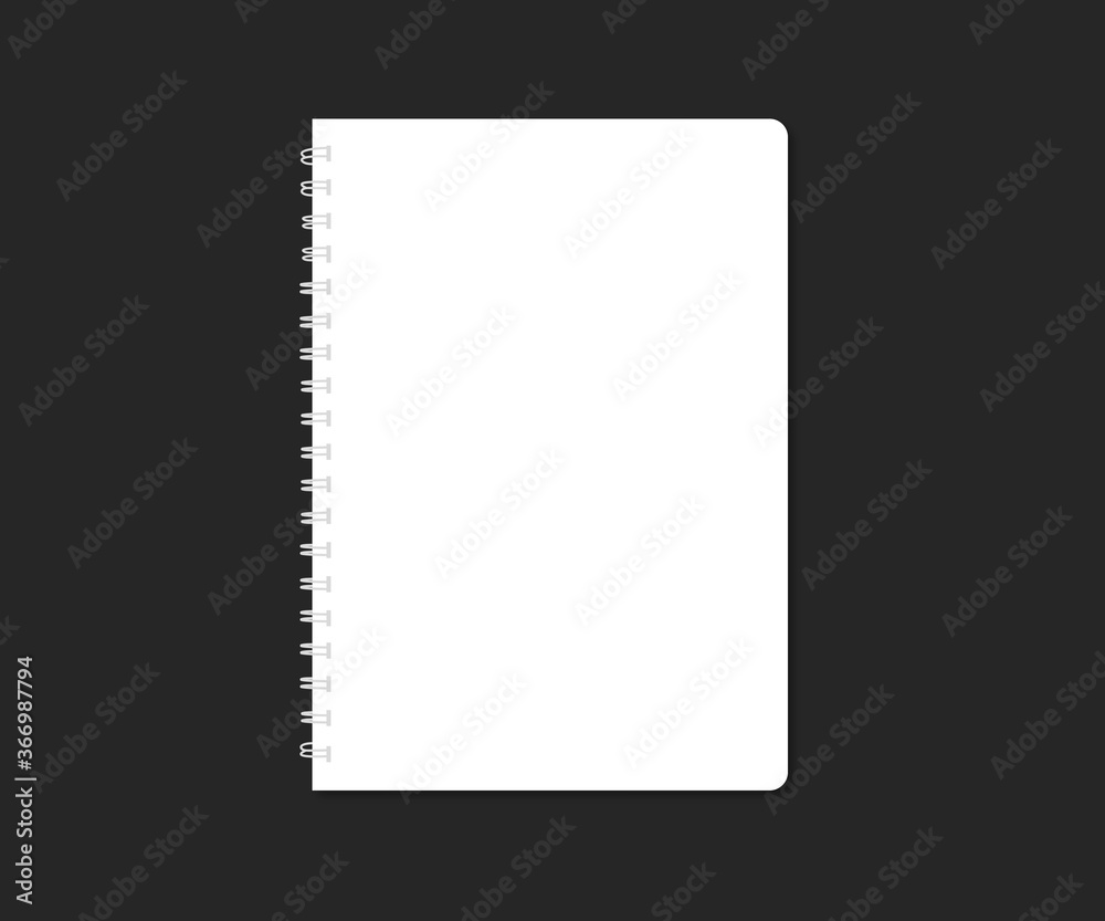 Realistic blank notebook on a black background Realistic blank notebook on a black background
