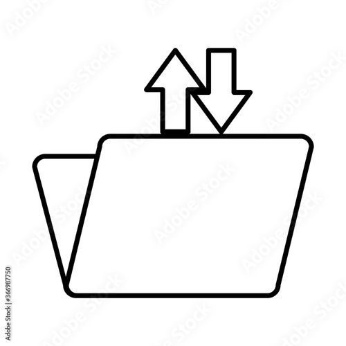 folder document with upload and download arrows icon, line style
