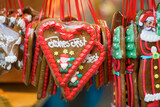 gingerbread heart, decorative sweets on traditional Christmas market, Christmas holidays