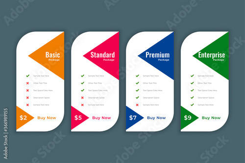 stylish web plans and pricing comparision template design