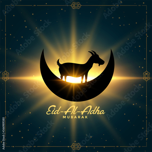 nice glowing eid al adha bakrid festival wishes card