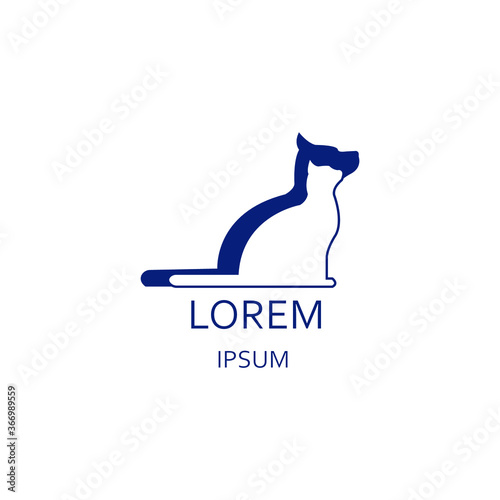 Blue and white veterinary logo representing a dog and a cat silhouette.