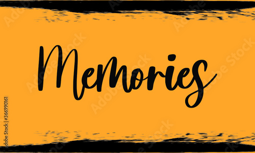  Memories, Modern Typography Handwritten Calligraphy 
Black Color Text On Yellow Background