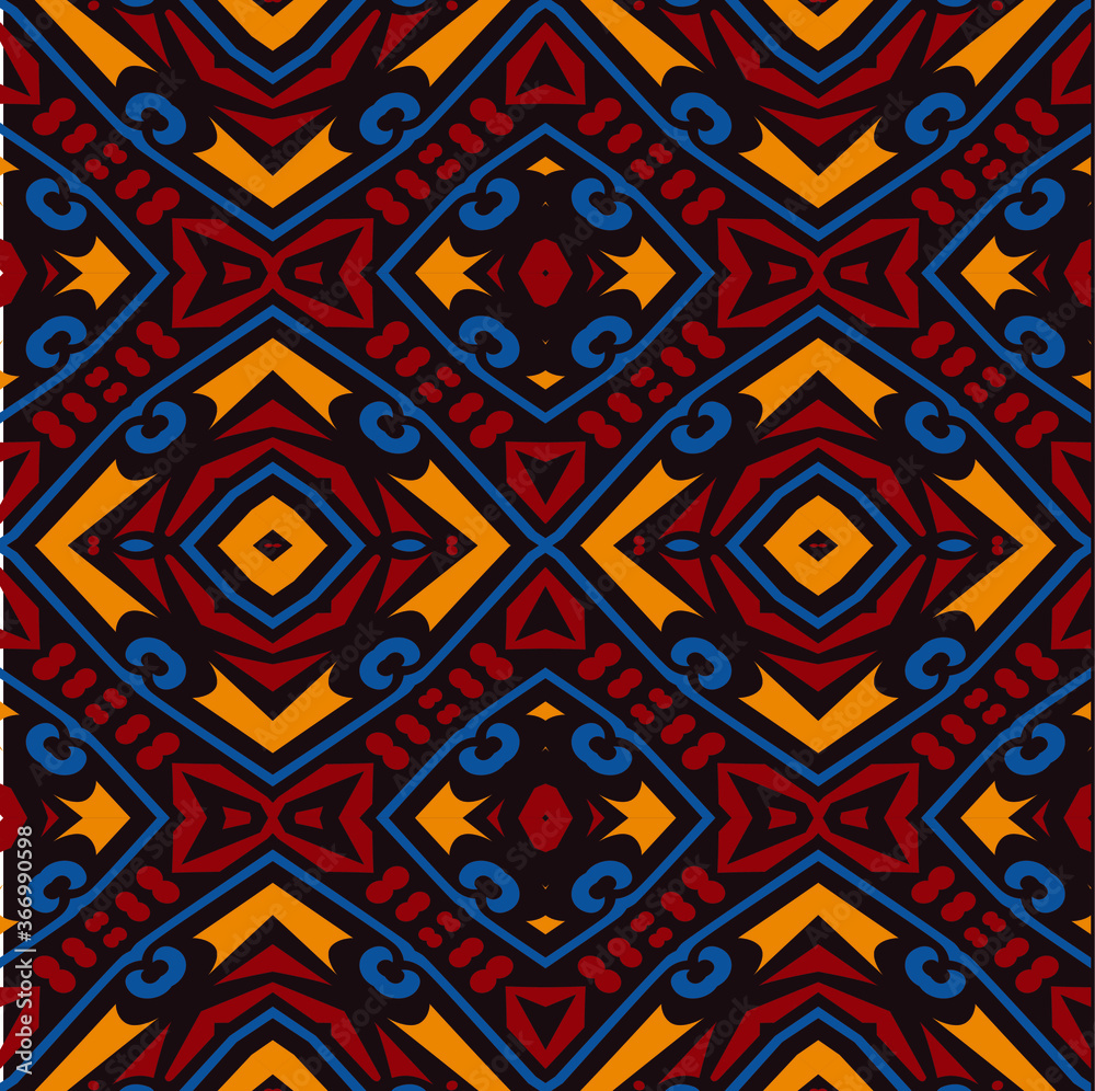 seamless pattern with tribal and floral - vector