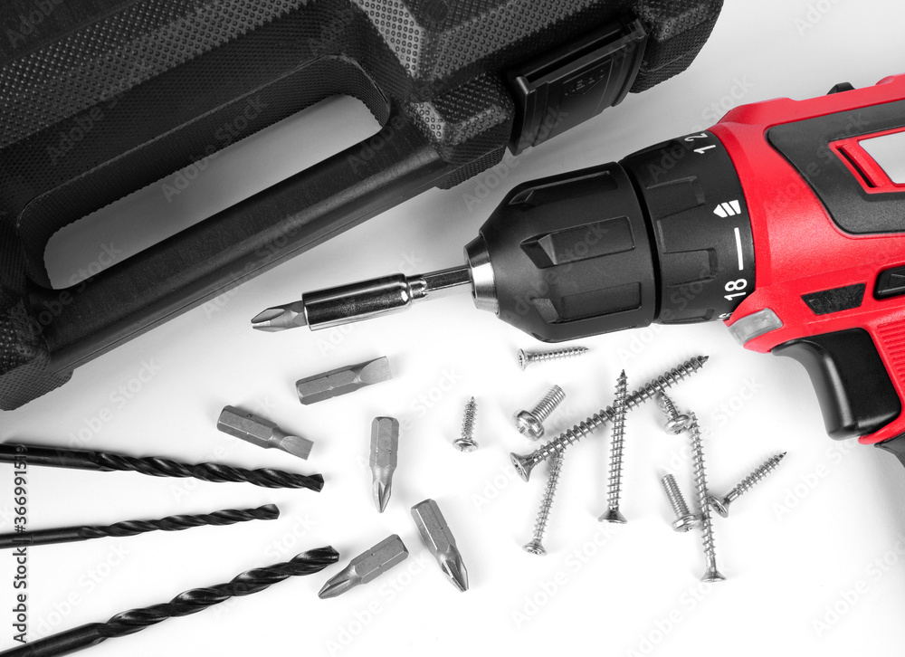Cordless electric screwdriver with case and drill bit set Cordless electric screwdriver with case and drill bit set