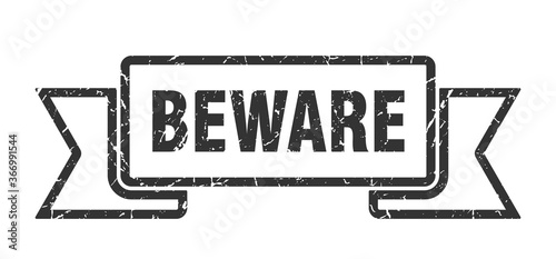 beware grunge vintage retro band. beware ribbon