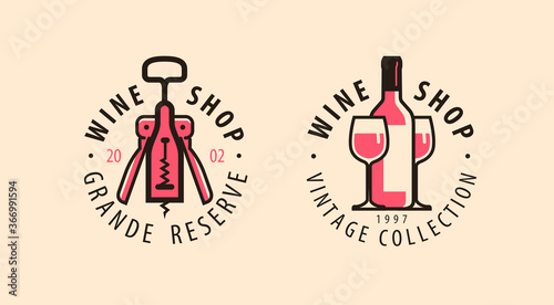 Wine store logo. Winery, restaurant, drink concept