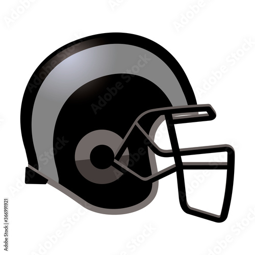 black football helmet isolated on white, vector illustration 