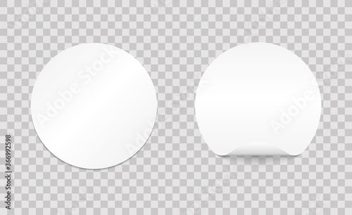 Blank round sticker mock up with curved corner.