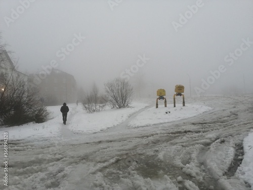 walking in the snow