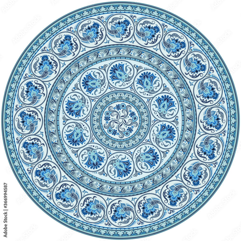 Vector ethnic round ornamental illustration.