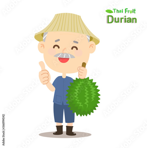 Thai Farmer have Durian Thai Fruit Vector
