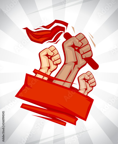 Vector poster with hand holding torch, black lives matter