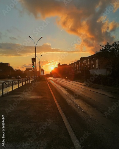 sunset in the city