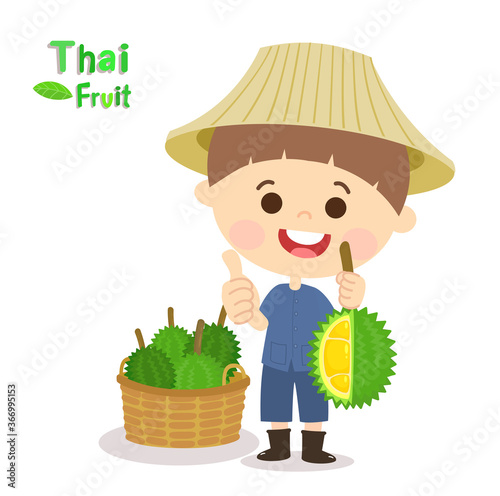 Thai Farmer have  Thai Fruit Vector
