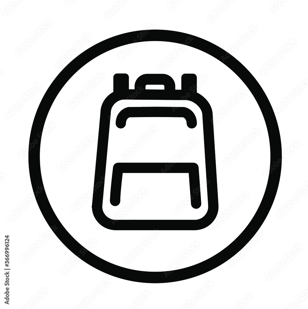 Schoolbag icon. Front of school backpack vector. Schoolbag icon. Front of school backpack vector.