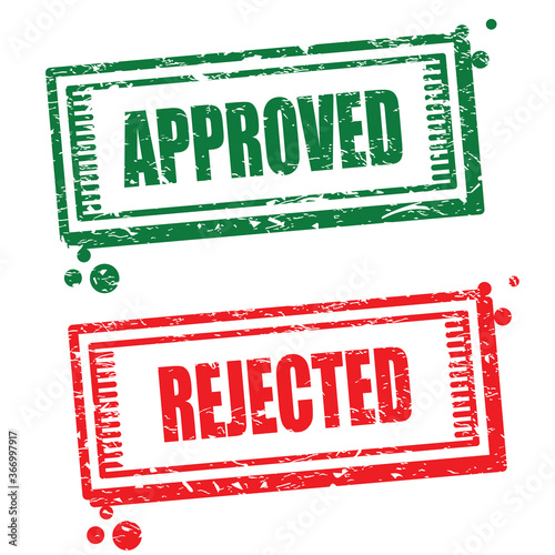 approved and rejected rubber stamp set, vector illustration