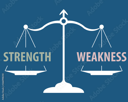strength and weakness on scales, vector illustration 