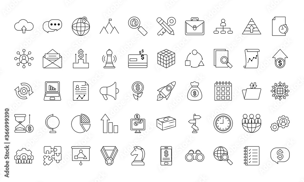 strategy icon set, line style strategy icon set, line style