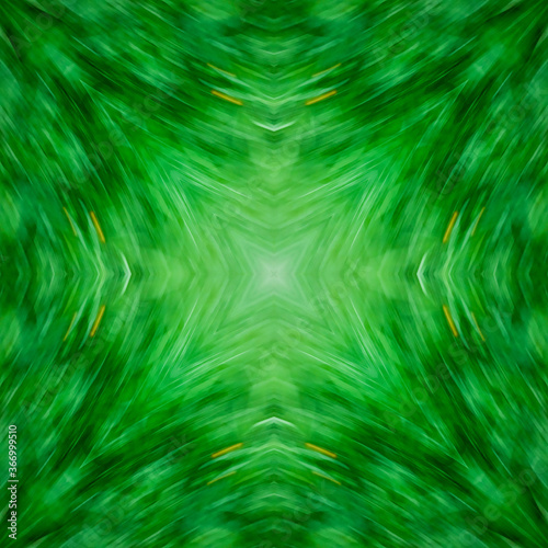 Computer graphics, illustration - a square pattern, kaleidoscope in different shades of green. Emerald. Magic, surreal, patchwork