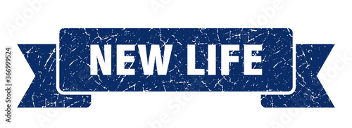 new life grunge vintage retro band. new life ribbon