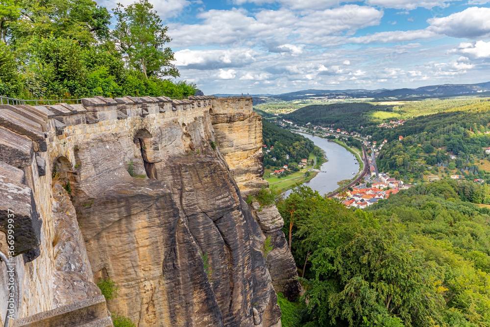 Elbe Sandstone Mountains - Königstein Fortress, one of the largest mountain fortresses in Europe, defensive wall