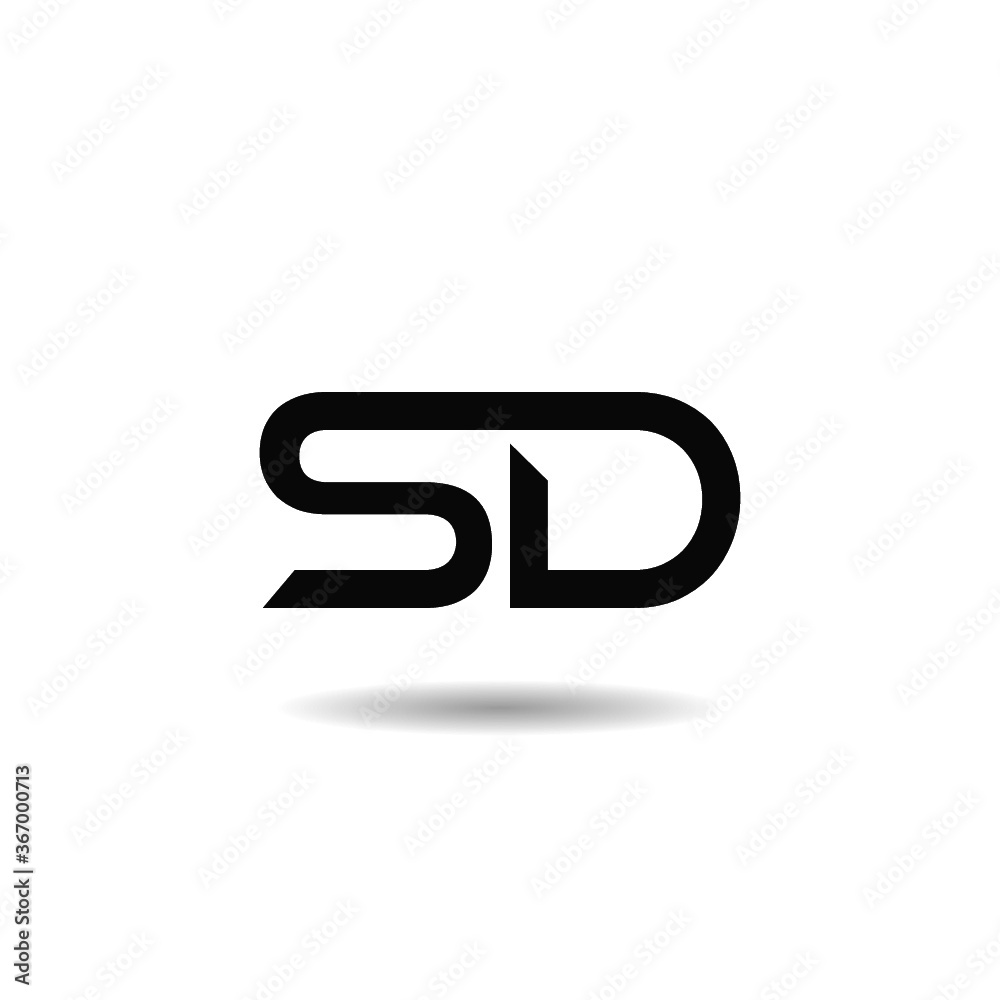 SD S D Letter Logo with shadow