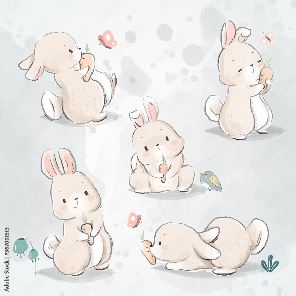 Bunny and Carrot Doodle Set Bunny and Carrot Doodle Set
