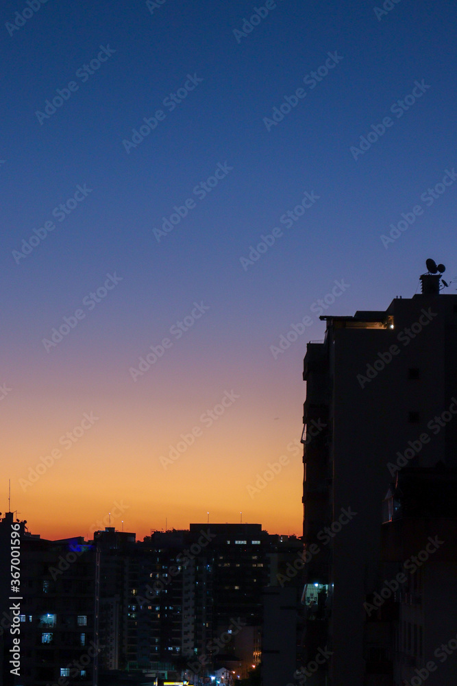 blue sunset over the city