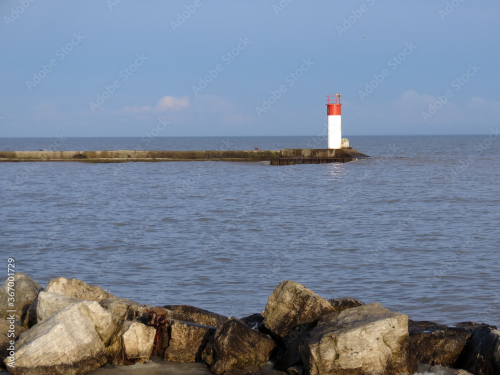 Red and White Harbor Beacon