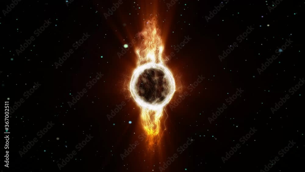 Fiery eye in space - orbital, three dimensional animation