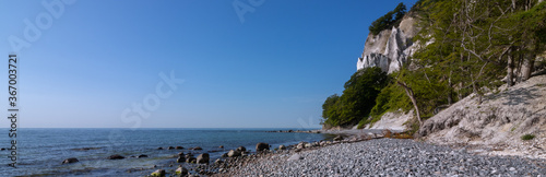 panoramic view to the gorgeous chalk cliffs of the Danish island of Møns by the Baltic Sea