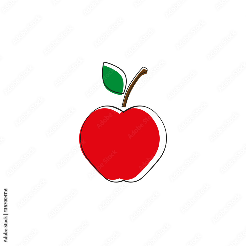 Apple. Vector illustration. Red apple on white background Apple. Vector illustration. Red apple on white background