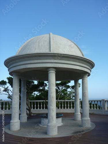 Sunny view of a Kiosk of Sandiaojiao Lighthouse photo