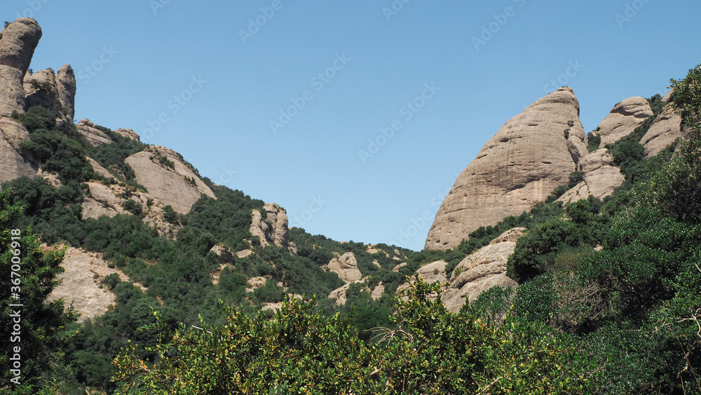 Hiking in the mountain of Montserrat, Catalonia.