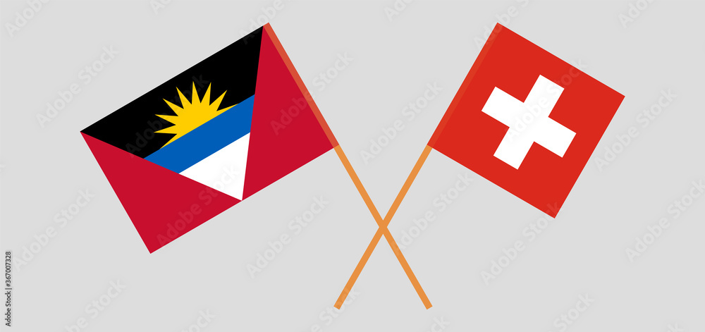 Crossed flags of Antigua and Barbuda and Switzerland