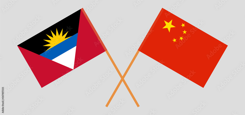 Crossed flags of Antigua and Barbuda and China Crossed flags of Antigua and Barbuda and China