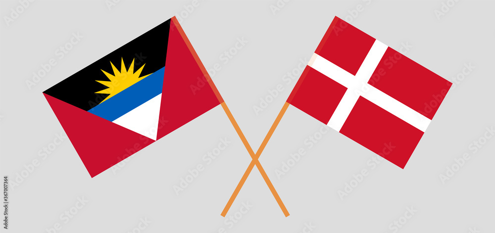 Crossed flags of Denmark and Antigua and Barbuda